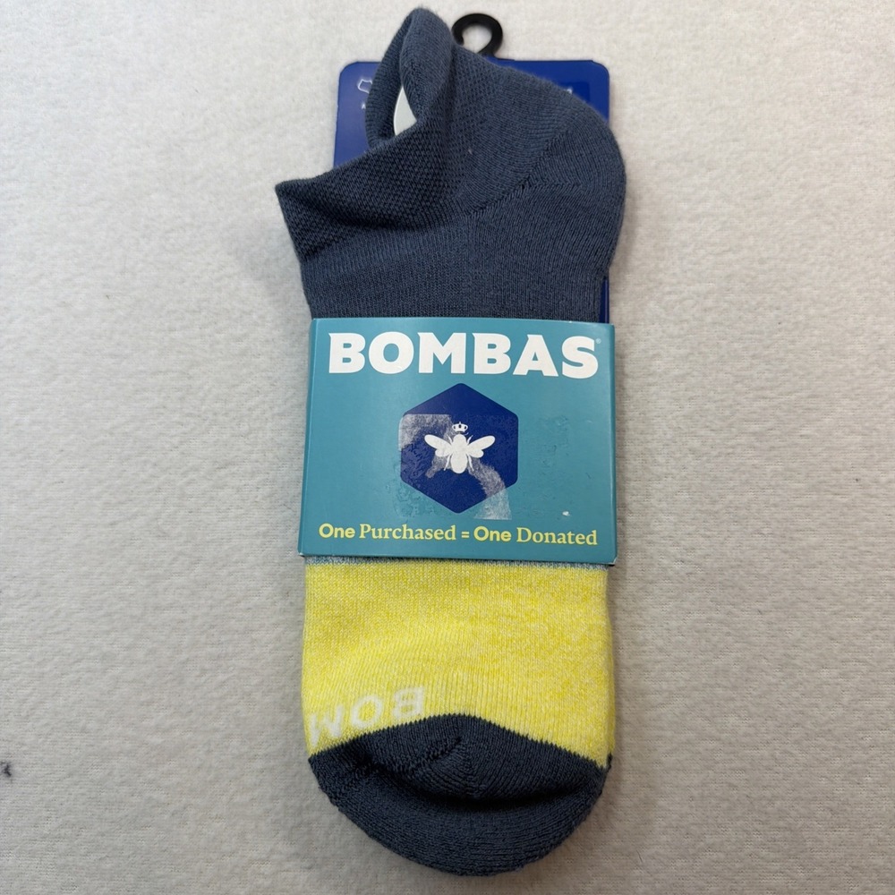 Bombas Ankle Socks Men's Size Large 9.5-13 Blue Gray Performance Cotton New